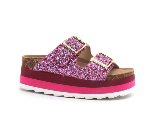 COLORS OF CALIFORNIA Ciabatta Platform Glitter Fuxia HC.BES039 - Sandrini Calzature e Abbigliamento