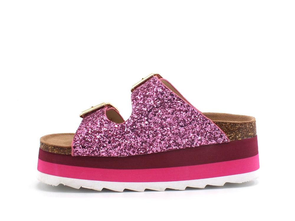 COLORS OF CALIFORNIA Ciabatta Platform Glitter Fuxia HC.BES039 - Sandrini Calzature e Abbigliamento
