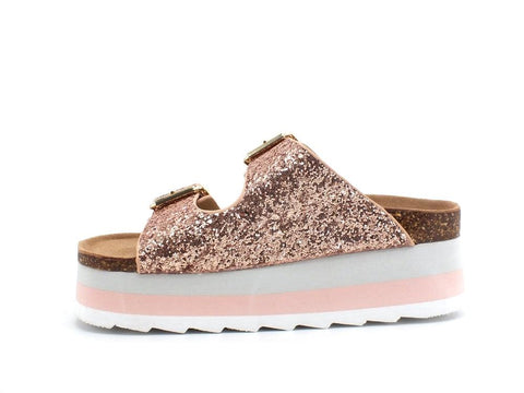 COLORS OF CALIFORNIA Ciabatta Platform Glitter Pink Gold HC.BES039 - Sandrini Calzature e Abbigliamento