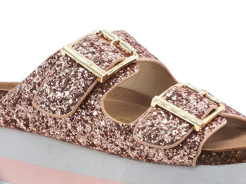 COLORS OF CALIFORNIA Ciabatta Platform Glitter Pink Gold HC.BES039 - Sandrini Calzature e Abbigliamento