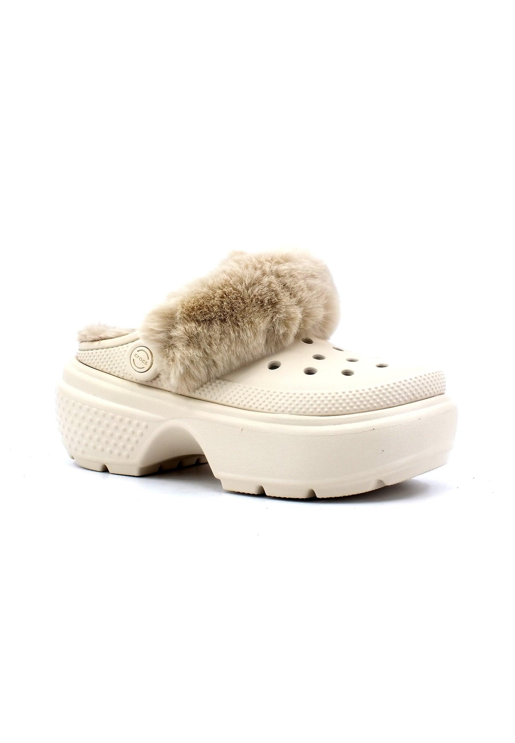 CROCS Stomp Lined Clog Ciabatta Pelo Donna Stucco Beige 208546-160 - Sandrini Calzature e Abbigliamento