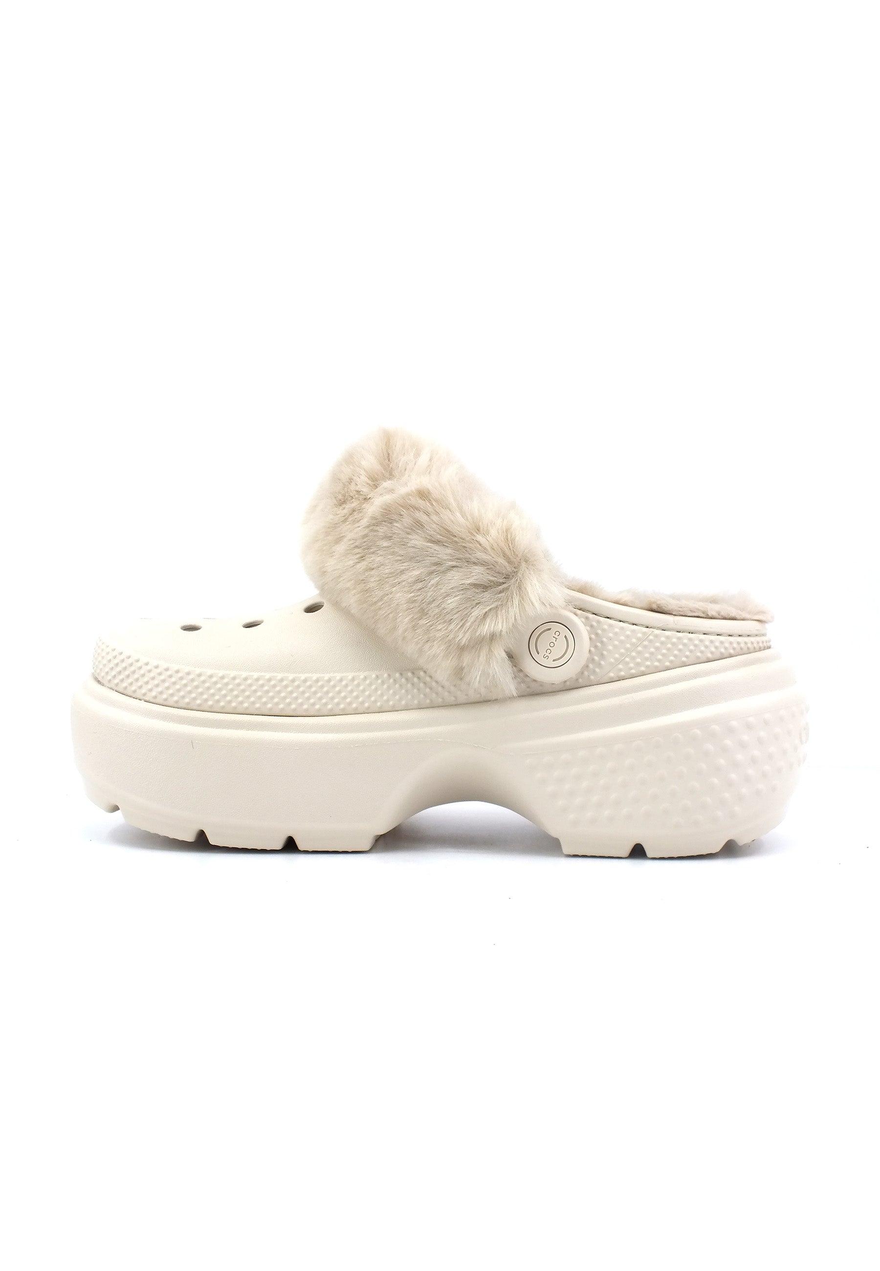 CROCS Stomp Lined Clog Ciabatta Pelo Donna Stucco Beige 208546-160 - Sandrini Calzature e Abbigliamento