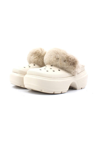 CROCS Stomp Lined Clog Ciabatta Pelo Donna Stucco Beige 208546-160 - Sandrini Calzature e Abbigliamento