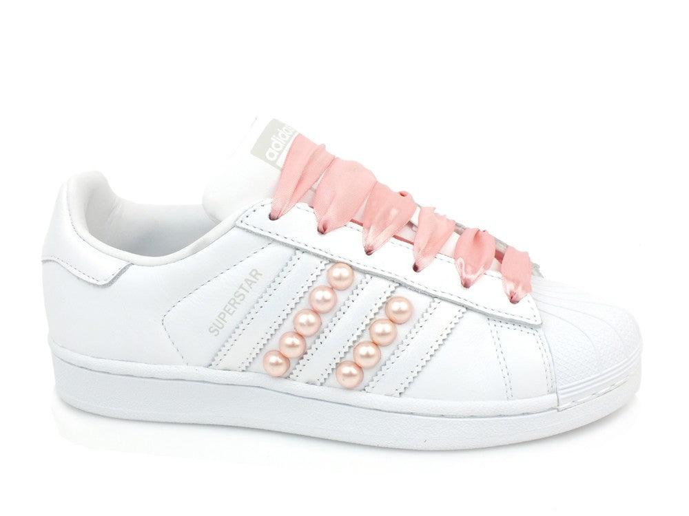 CUSTOM / ADIDAS Superstar White Pink AQ1214 - Sandrini Calzature e Abbigliamento