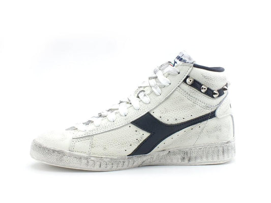 CUSTOM / DIADORA Game High Waxed Sneaker Borchie Vintage White Blue 501.159657C5262 - Sandrini Calzature e Abbigliamento