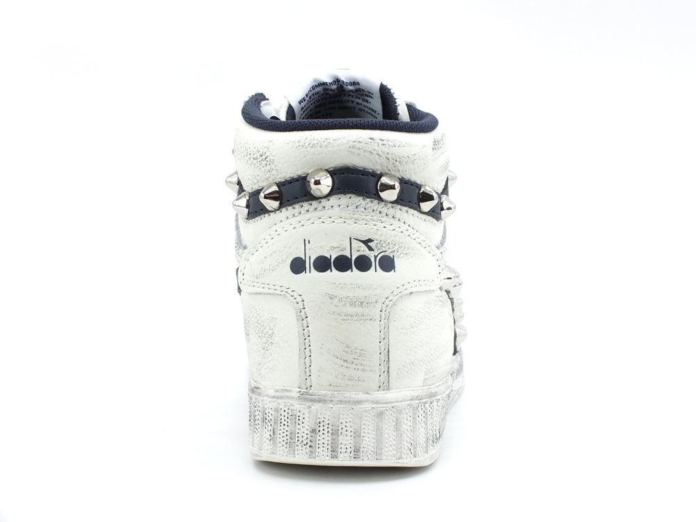 CUSTOM / DIADORA Game High Waxed Sneaker Borchie Vintage White Blue 501.159657C5262 - Sandrini Calzature e Abbigliamento