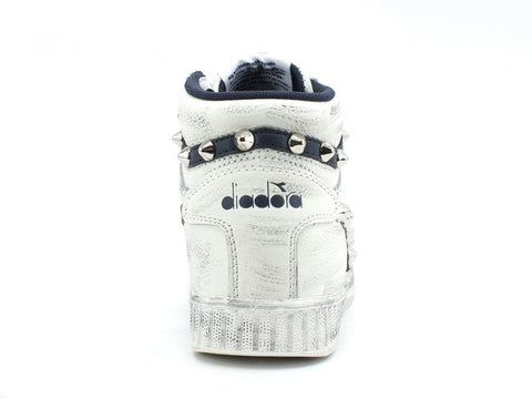 CUSTOM / DIADORA Game High Waxed Sneaker Borchie Vintage White Blue 501.159657C5262 - Sandrini Calzature e Abbigliamento
