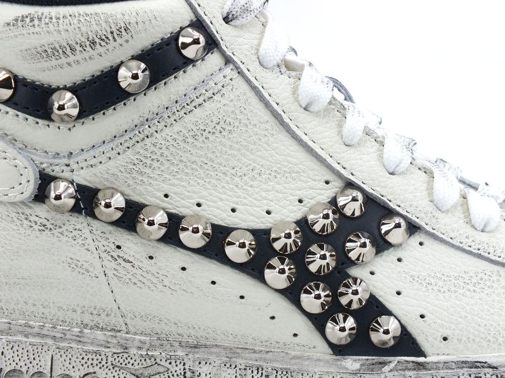 CUSTOM / DIADORA Game High Waxed Sneaker Borchie Vintage White Blue 501.159657C5262 - Sandrini Calzature e Abbigliamento