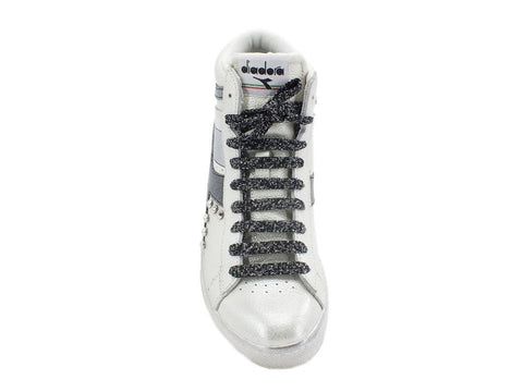 CUSTOM / DIADORA Game High Waxed Sneaker White Blue Silver 501.159657C5262 - Sandrini Calzature e Abbigliamento