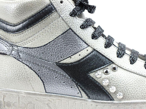 CUSTOM / DIADORA Game High Waxed Sneaker White Blue Silver 501.159657C5262 - Sandrini Calzature e Abbigliamento