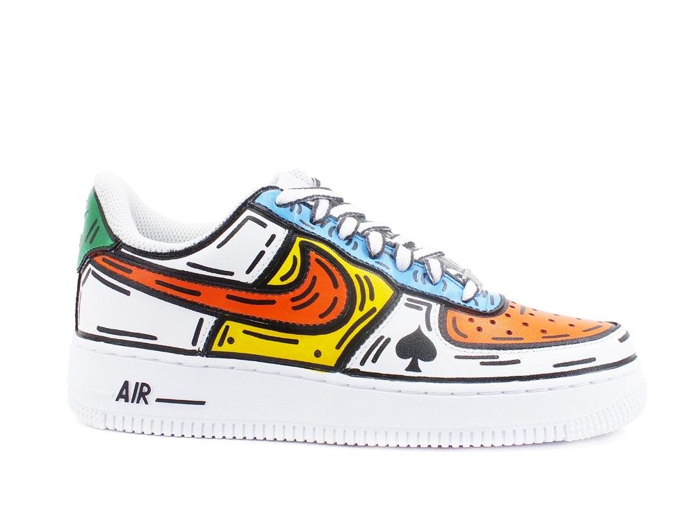 CUSTOM / NIKE Air Force 1 GS AF1 Sneaker Uomo Comics Multicolor 314192 117 - Sandrini Calzature e Abbigliamento