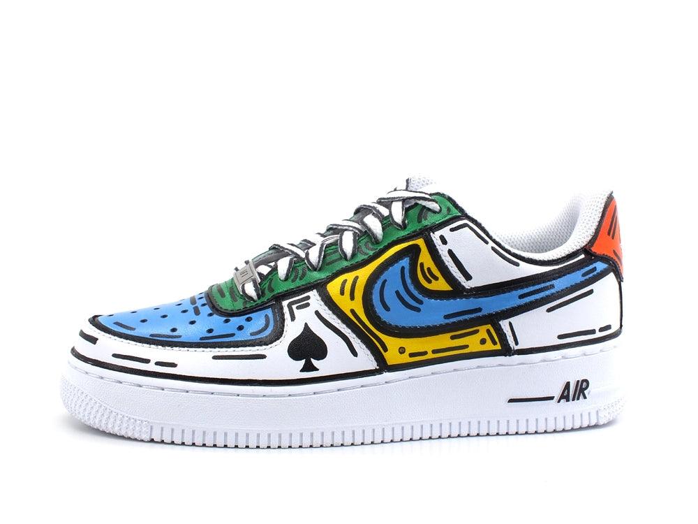 CUSTOM / NIKE Air Force 1 GS AF1 Sneaker Uomo Comics Multicolor 314192 117 - Sandrini Calzature e Abbigliamento