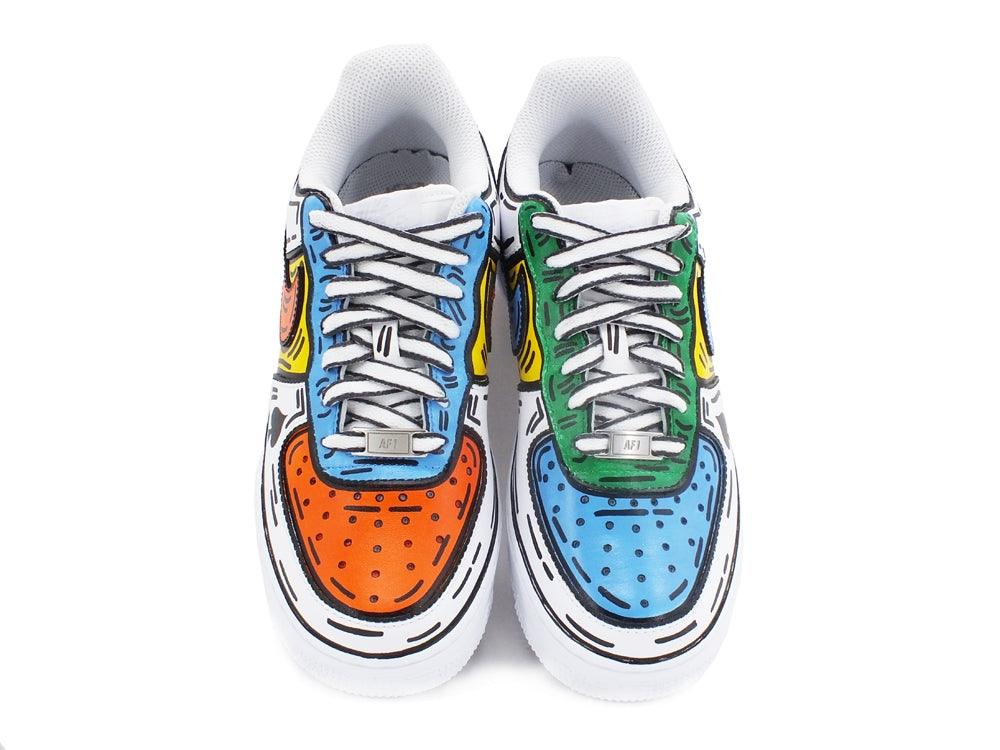 CUSTOM / NIKE Air Force 1 GS AF1 Sneaker Uomo Comics Multicolor 314192 117 - Sandrini Calzature e Abbigliamento
