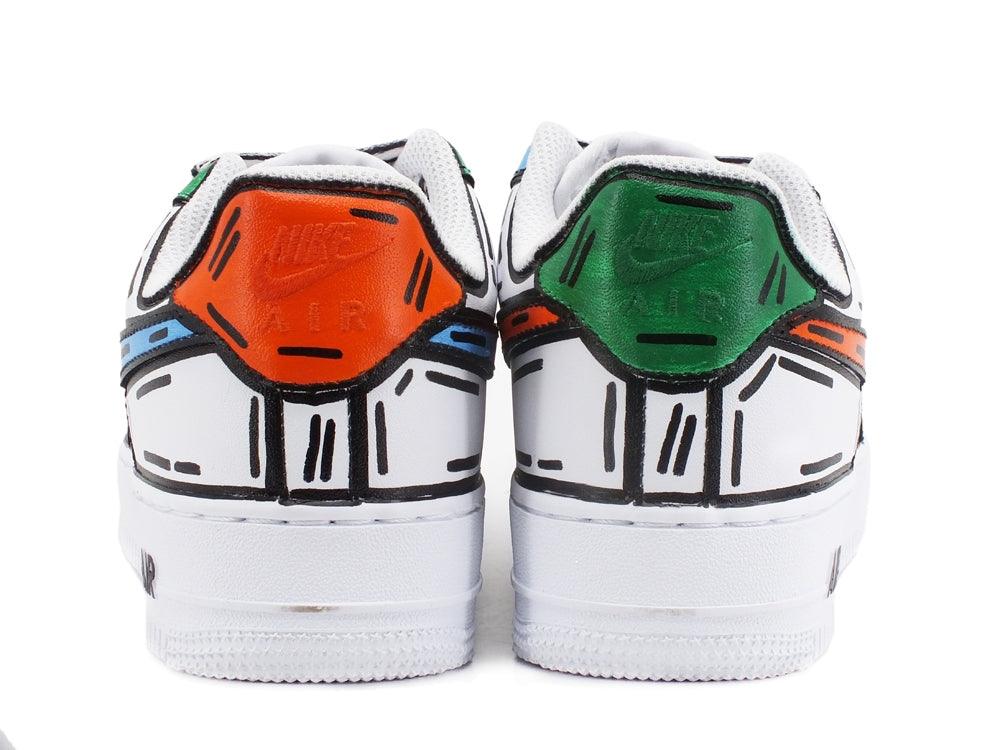 CUSTOM / NIKE Air Force 1 GS AF1 Sneaker Uomo Comics Multicolor 314192 117 - Sandrini Calzature e Abbigliamento