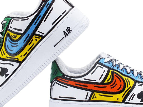 CUSTOM / NIKE Air Force 1 GS AF1 Sneaker Uomo Comics Multicolor 314192 117 - Sandrini Calzature e Abbigliamento