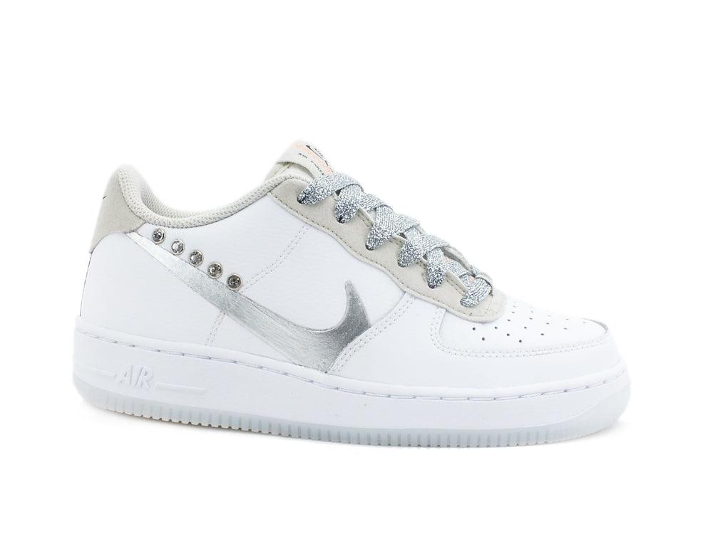 CUSTOM / NIKE Air Force 1 LV8 3 (GS) Sneaker Custom White Silver CD7409 100 - Sandrini Calzature e Abbigliamento