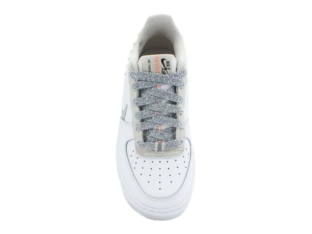 CUSTOM / NIKE Air Force 1 LV8 3 (GS) Sneaker Custom White Silver CD7409 100 - Sandrini Calzature e Abbigliamento