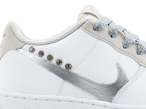 CUSTOM / NIKE Air Force 1 LV8 3 (GS) Sneaker Custom White Silver CD7409 100 - Sandrini Calzature e Abbigliamento