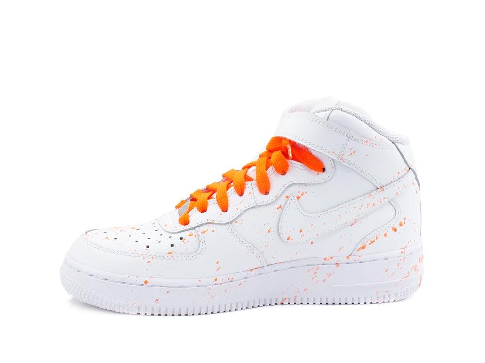 CUSTOM / NIKE Air Force 1 Mid (GS) Sneaker AF1 White Orange 314195 113 - Sandrini Calzature e Abbigliamento