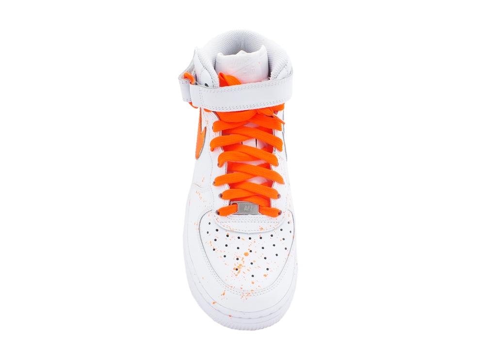 CUSTOM / NIKE Air Force 1 Mid (GS) Sneaker AF1 White Orange 314195 113 - Sandrini Calzature e Abbigliamento