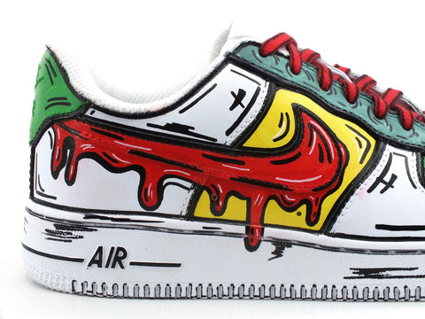 CUSTOM / Nike Air Force 1 Sneaker AF1 Cartoon Comics White Red Green 315115-112 - Sandrini Calzature e Abbigliamento