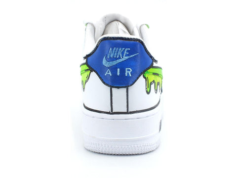 CUSTOM / Nike Air Force 1 Sneaker AF1 Uomo Fluo Green Blue - Sandrini Calzature e Abbigliamento