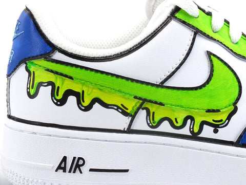 CUSTOM / Nike Air Force 1 Sneaker AF1 Uomo Fluo Green Blue - Sandrini Calzature e Abbigliamento