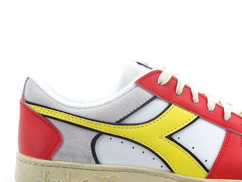 DIADORA Magic Basket Low Icona Sneaker White Red Italy 501.17773001 - Sandrini Calzature e Abbigliamento