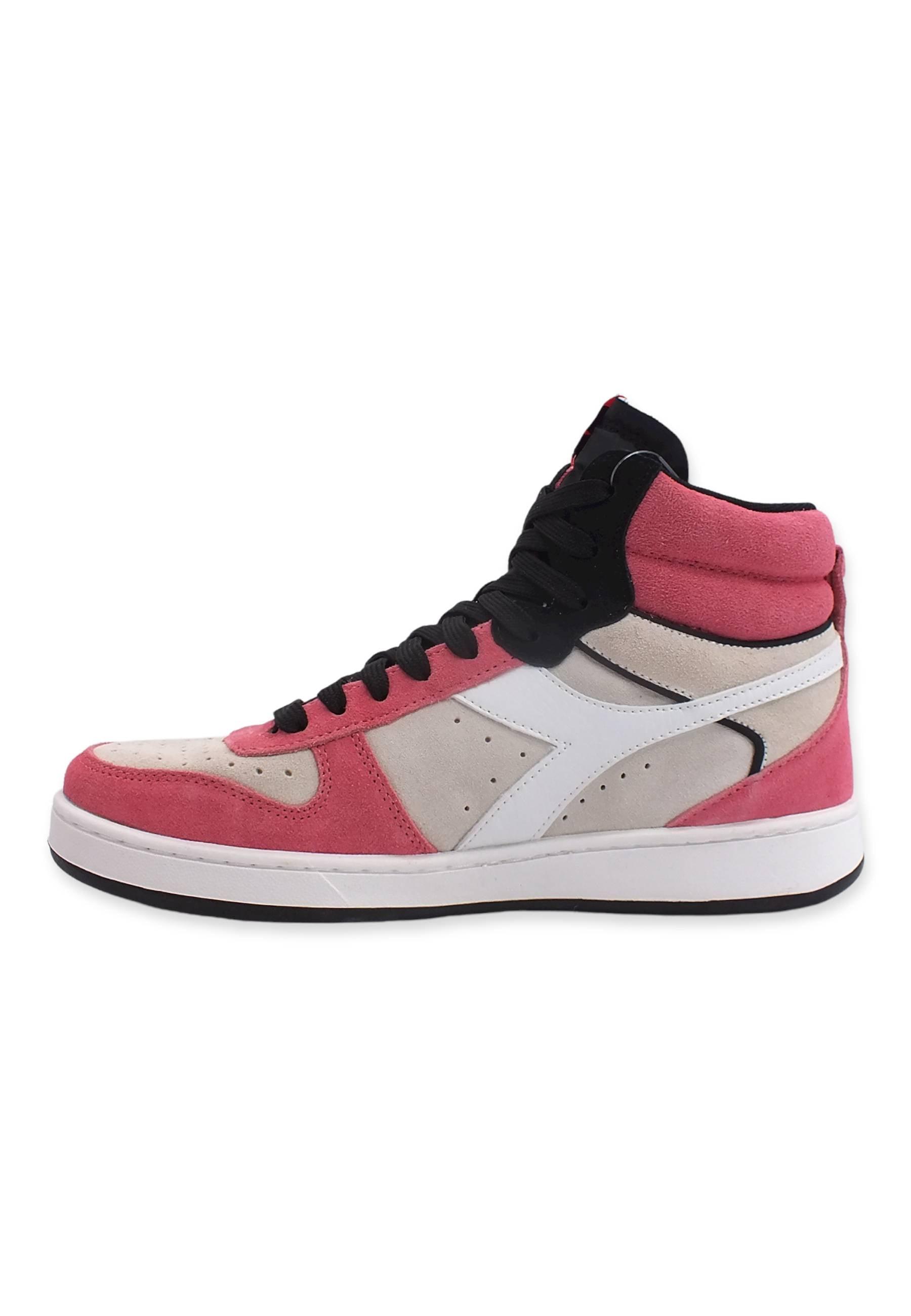 DIADORA Magic Basket Mid Sneaker Donna White Tea Rose Black 501.179011C9996 - Sandrini Calzature e Abbigliamento