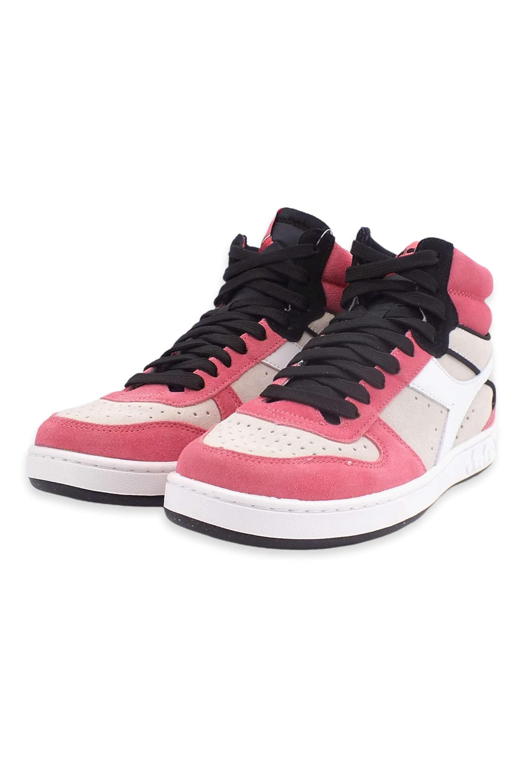 DIADORA Magic Basket Mid Sneaker Donna White Tea Rose Black 501.179011C9996 - Sandrini Calzature e Abbigliamento