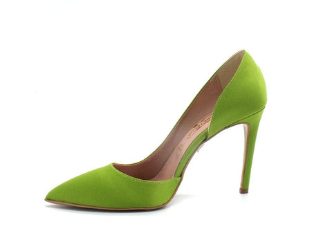 DIVINE FOLLIE Dècolletè Punta Scollo Laterale Tacco Raso Verde 771 - Sandrini Calzature e Abbigliamento