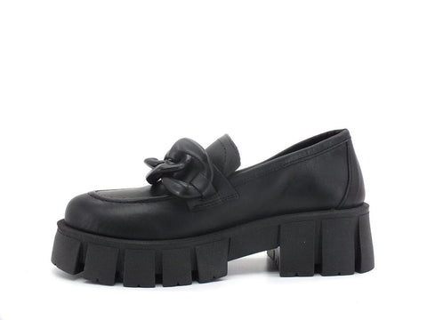 DIVINE FOLLIE Mocassino Carrarmato Catena Black DF2150 - Sandrini Calzature e Abbigliamento