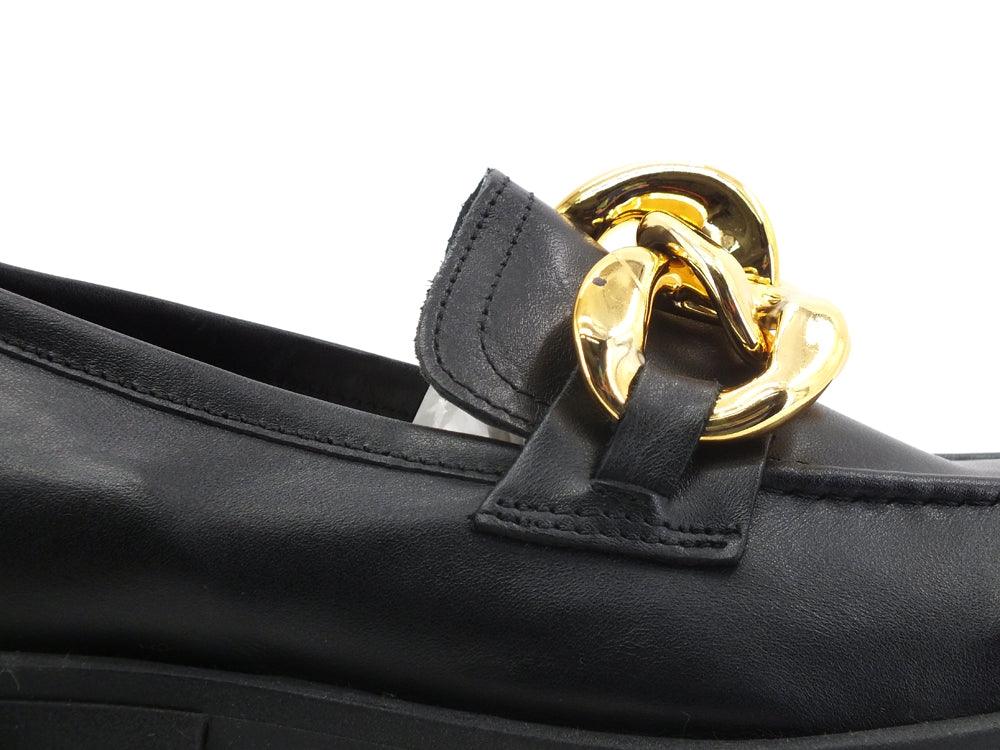 DIVINE FOLLIE Mocassino Combact Catena Nero DF2150 - Sandrini Calzature e Abbigliamento