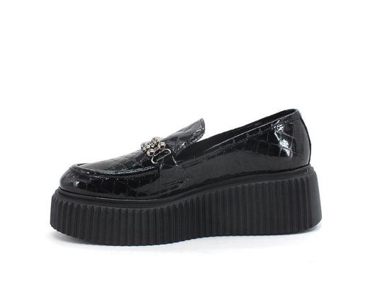 DIVINE FOLLIE Mocassino Combact Cocco Nero NATHAN2 - Sandrini Calzature e Abbigliamento