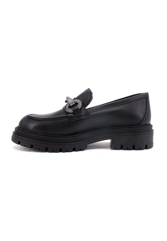 DIVINE FOLLIE Mocassino Combat Donna Nero DF2234 - Sandrini Calzature e Abbigliamento