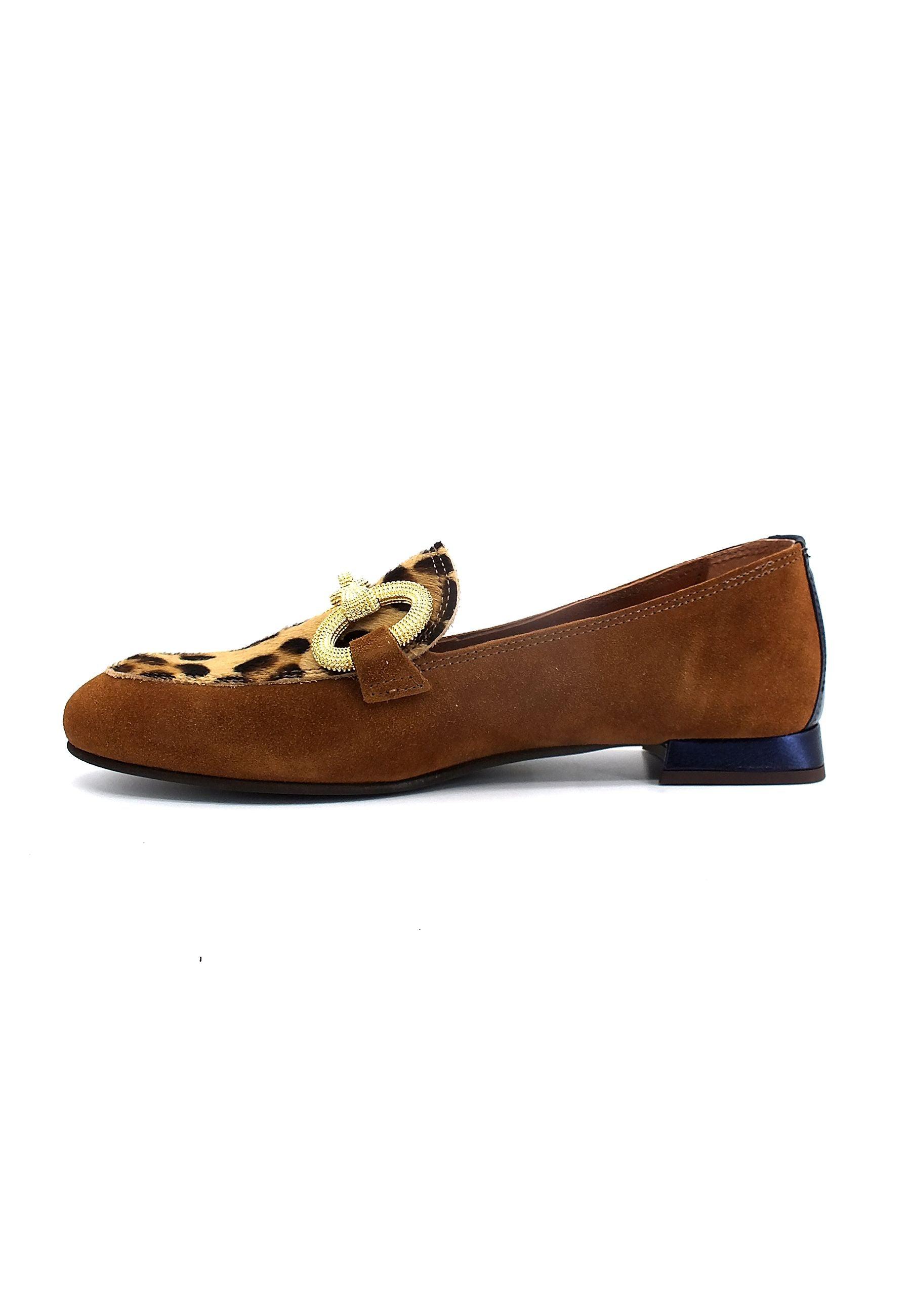 DIVINE FOLLIE Mocassino Donna Cuoio Leo Blu 175-15F - Sandrini Calzature e Abbigliamento