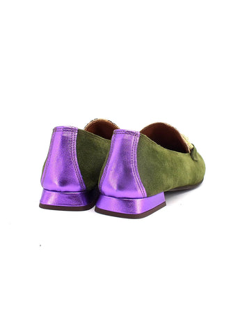 DIVINE FOLLIE Mocassino Donna Verde Leo Viola 175-15F - Sandrini Calzature e Abbigliamento