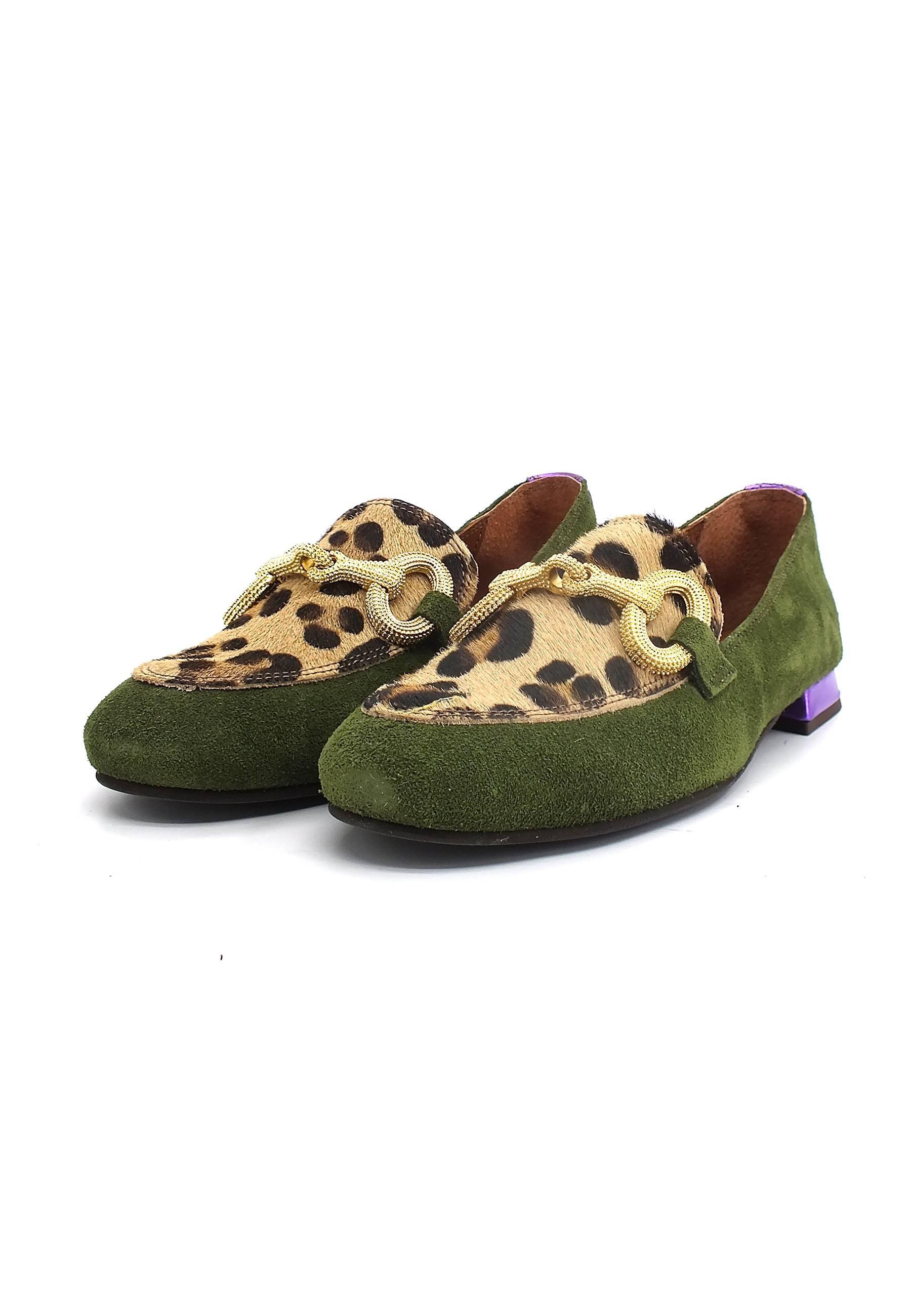 DIVINE FOLLIE Mocassino Donna Verde Leo Viola 175-15F - Sandrini Calzature e Abbigliamento