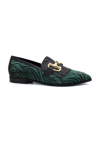 DIVINE FOLLIE Mocassino Donna Zebra Verde 835-26F - Sandrini Calzature e Abbigliamento