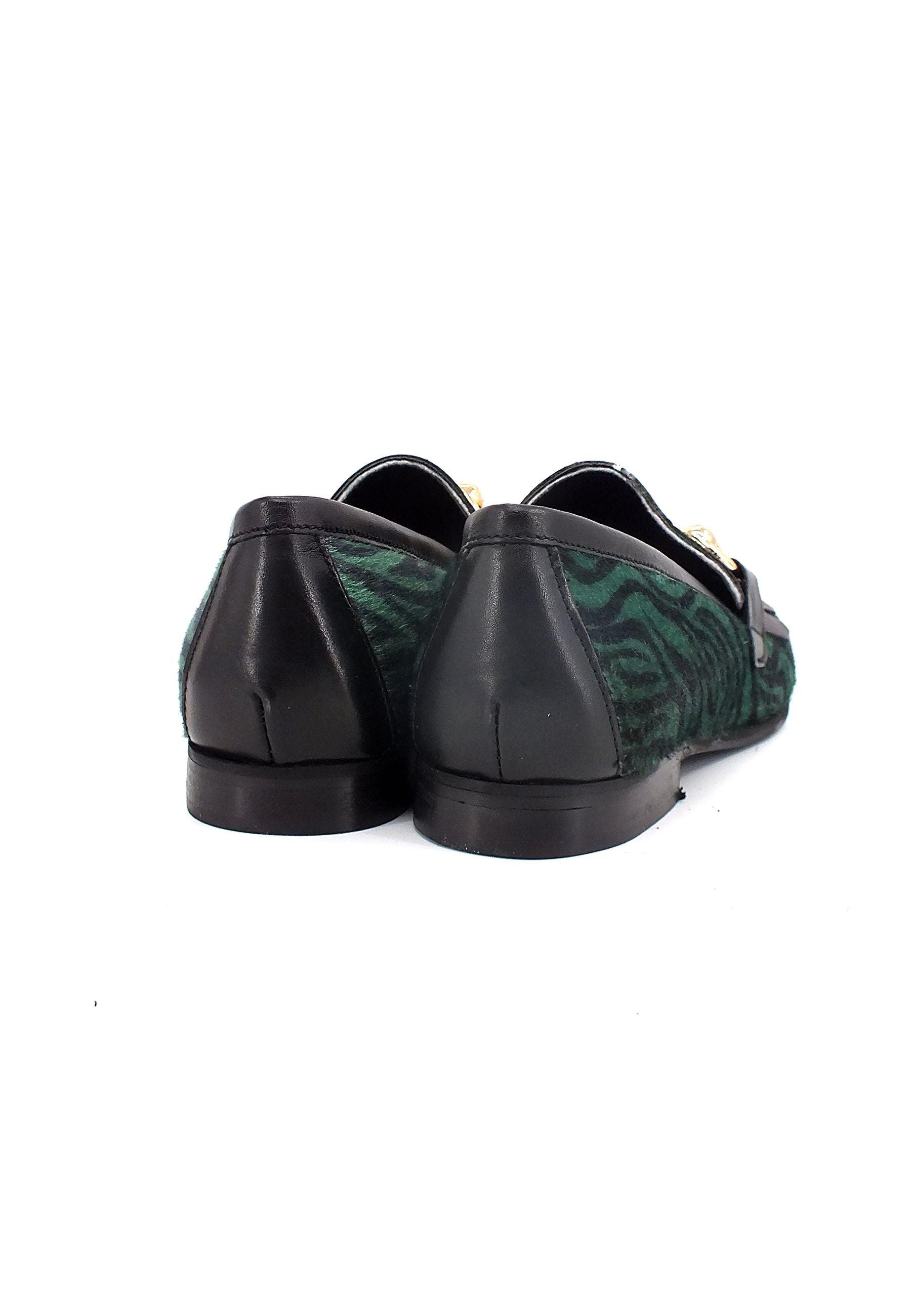 DIVINE FOLLIE Mocassino Donna Zebra Verde 835-26F - Sandrini Calzature e Abbigliamento