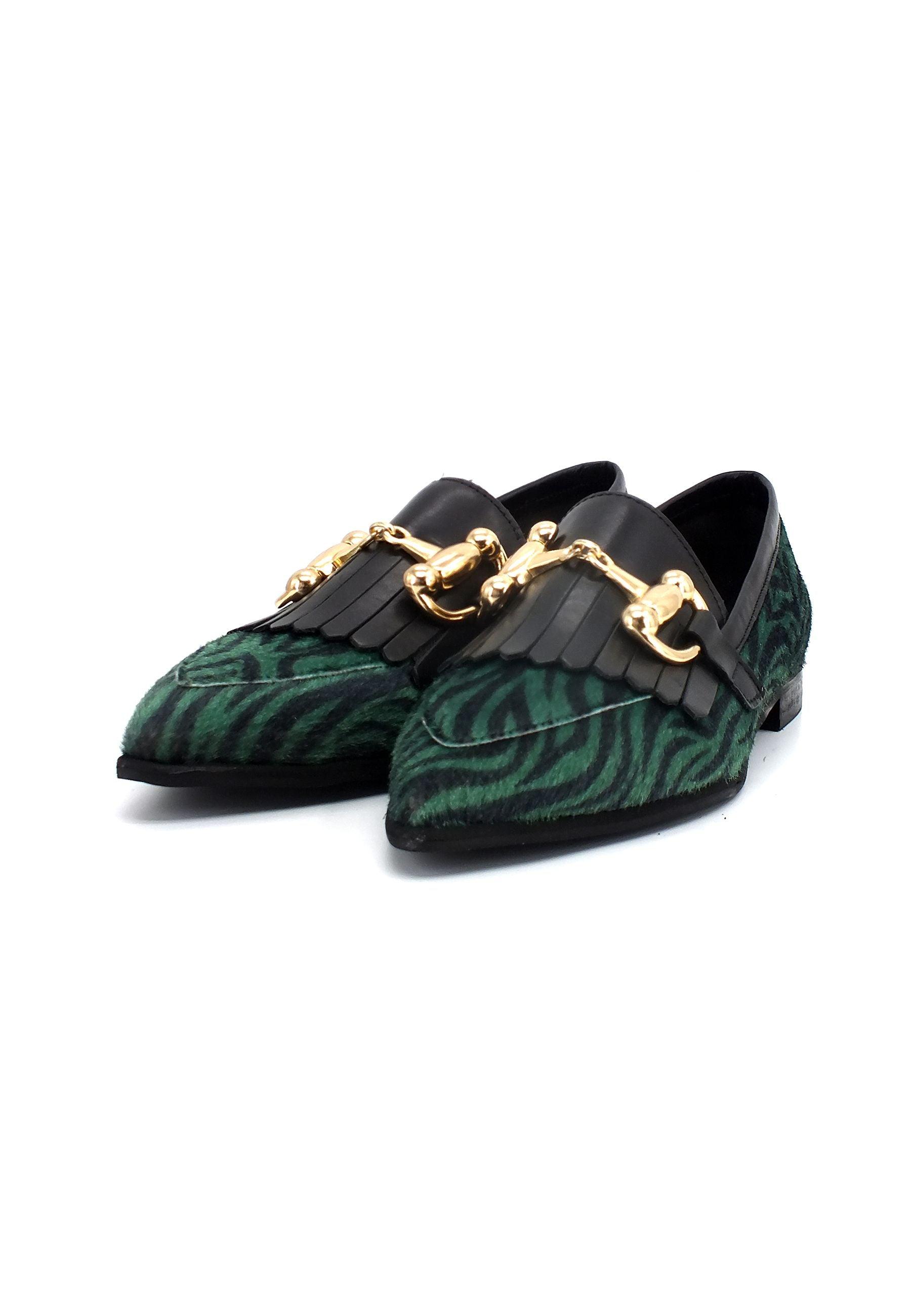 DIVINE FOLLIE Mocassino Donna Zebra Verde 835-26F - Sandrini Calzature e Abbigliamento