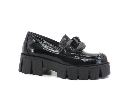 DIVINE FOLLIE Mocassino Naplak Catena Nero DF2150CT - Sandrini Calzature e Abbigliamento