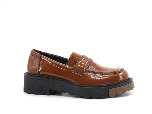 DIVINE FOLLIE Mocassino Pelle Bicolor Cuoio BR07 - Sandrini Calzature e Abbigliamento