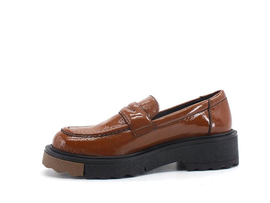 DIVINE FOLLIE Mocassino Pelle Bicolor Cuoio BR07 - Sandrini Calzature e Abbigliamento