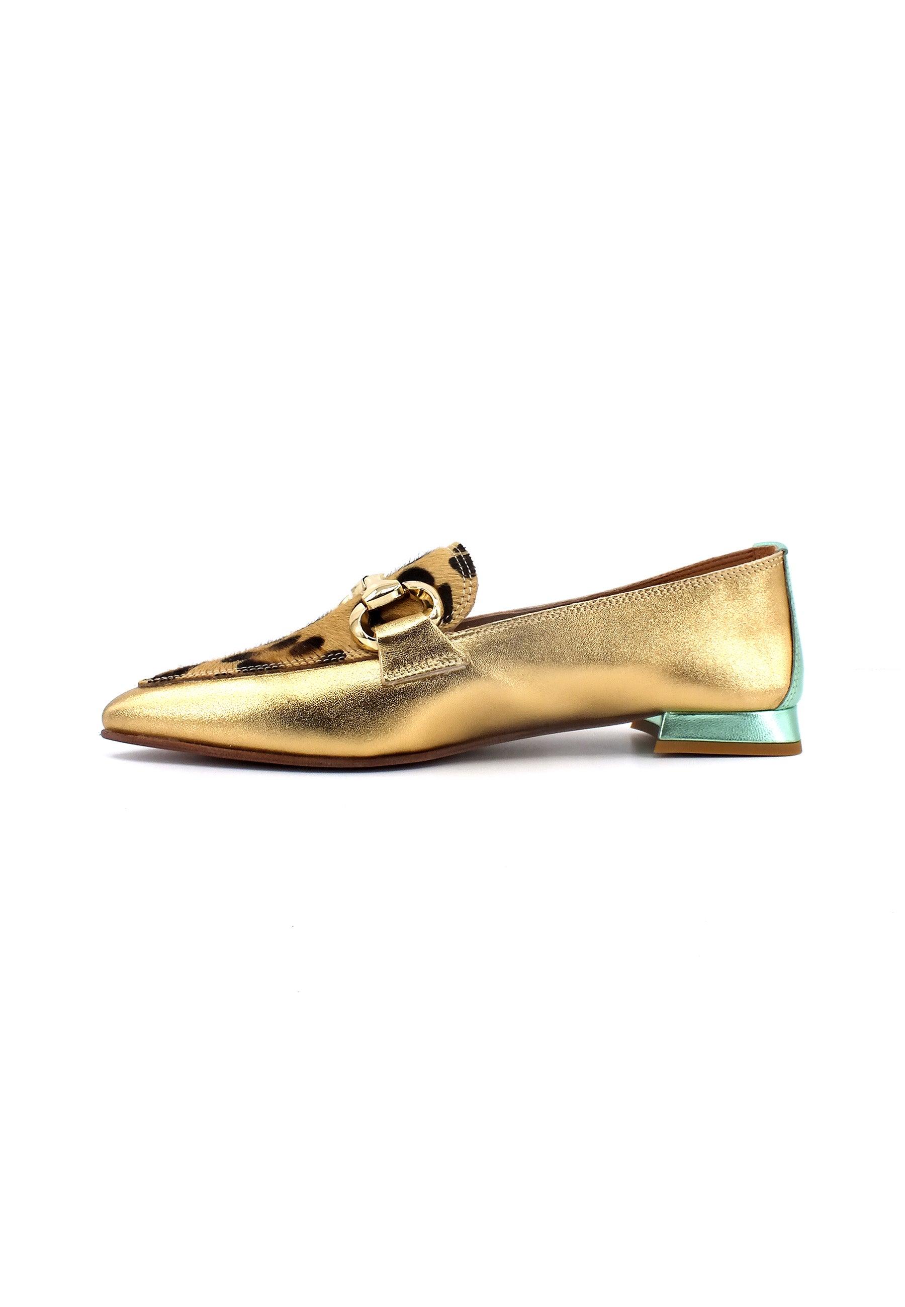 DIVINE FOLLIE Mocassino Punta Donna Leo Gold 901-20F - Sandrini Calzature e Abbigliamento