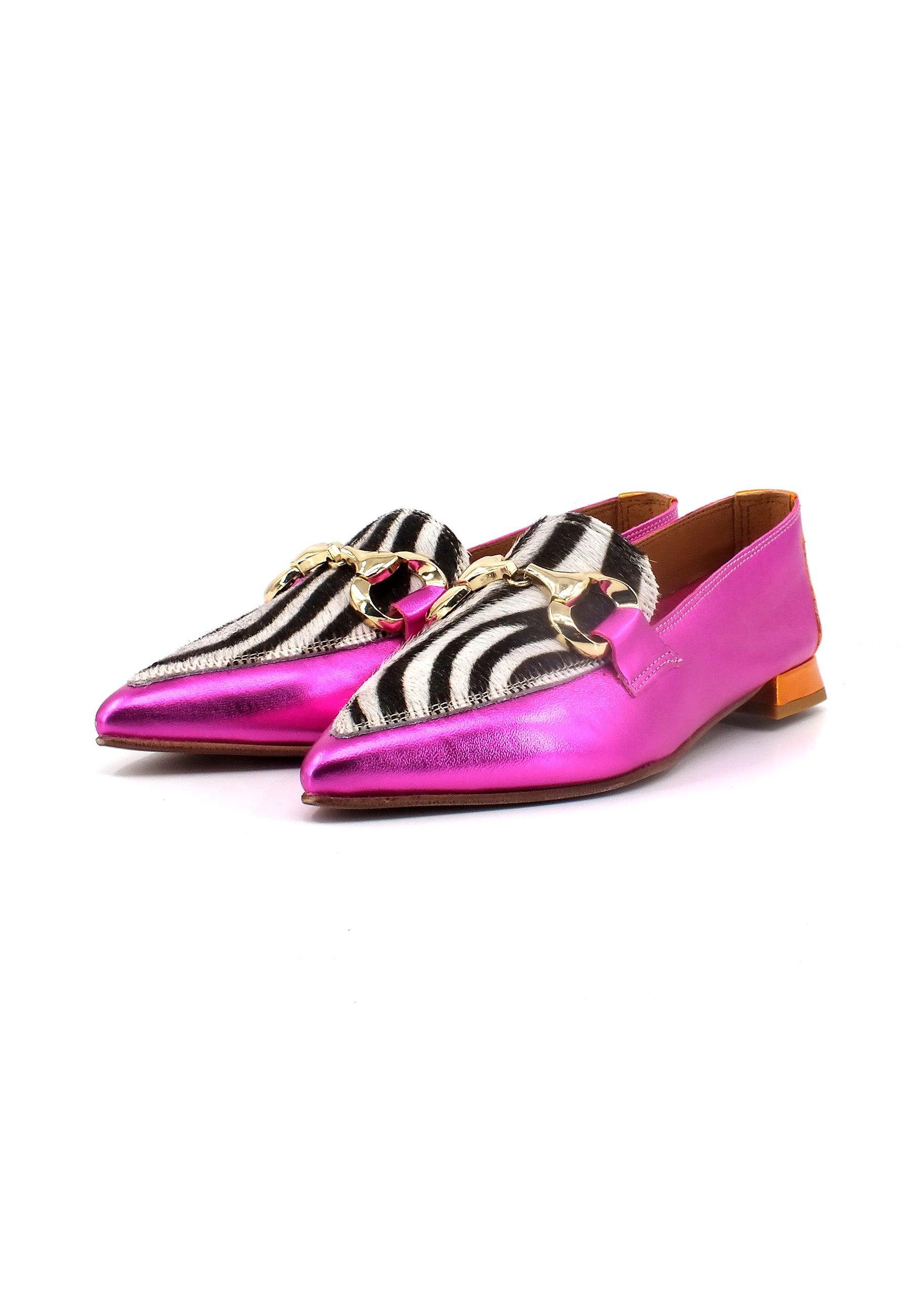 DIVINE FOLLIE Mocassino Punta Donna Zebra Fuxia 901-20F - Sandrini Calzature e Abbigliamento