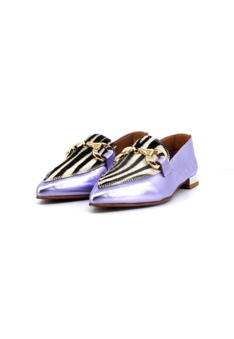 DIVINE FOLLIE Mocassino Punta Donna Zebra Glicine 901-20F - Sandrini Calzature e Abbigliamento