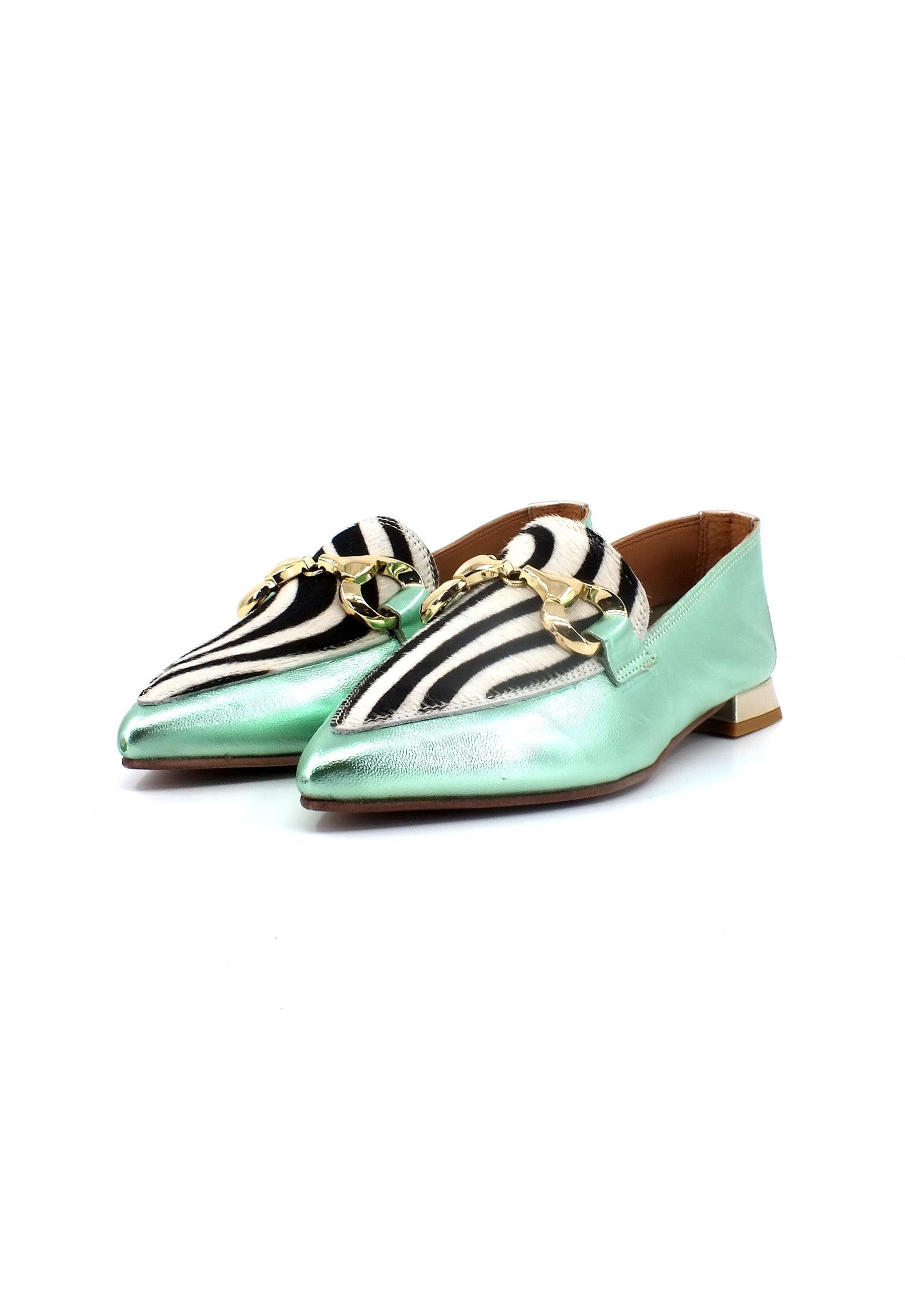 DIVINE FOLLIE Mocassino Punta Donna Zebra Tiffany 901-20F - Sandrini Calzature e Abbigliamento