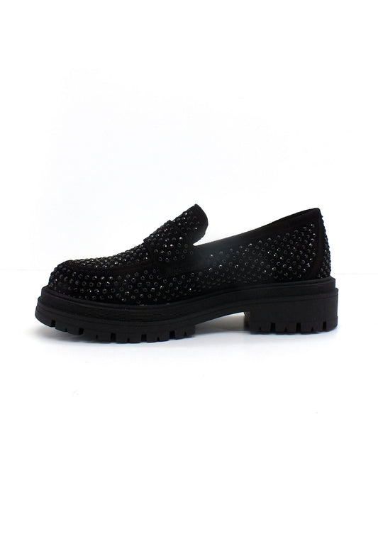 DIVINE FOLLIE Mocassino Strass Donna Nero DF2302 - Sandrini Calzature e Abbigliamento