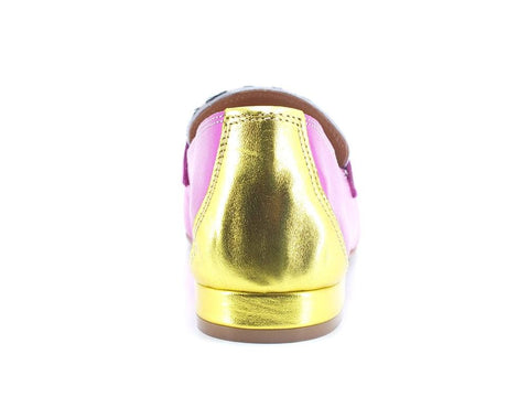 DIVINE FOLLIE Mocassino Suede Animalier Zebra Fuxia Rosa Giallo 832-17 - Sandrini Calzature e Abbigliamento